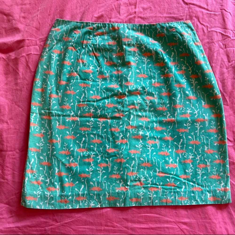 Vintage White Tag Lilly Pulitzer fish print turquoise mini skirt size 8